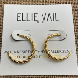 Ellie Vail Twisted Hoop Gold Earrings-Brand New!